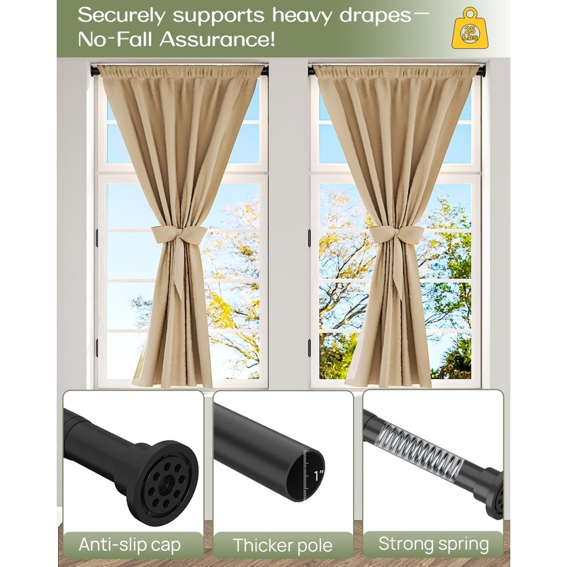 ALLZONE Shower Curtain Rod Spring Tension,28-42 Inch Heavy Duty Tension