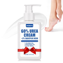 Urea Cream 60% For Feet Maximum Strength, Urea Foot Lotion With 2% Salicylic Acid For Dry Cracked Feet, Heel, Hand & Knee, 5.3 oz Exfoliating Foot Care For Dead Skin, Softening & Deep Moisturizing