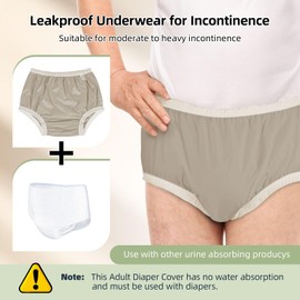 Carer Pull-On Waterproof Underwear Unisex Washable Diaper Cover for Incontinence Waterproof,Durable Leakproof Underwear for Incontinence to Use with Diapers & Briefs for Added Leakage Protection