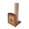 Portarotolo in legno e ceramica con decorazione 13x20 cm