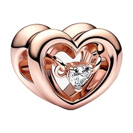 UIHEI Jewelry Rose Radiant Heart Floating Stone Charms for Women Necklaces and Bracelets in 925 Sterling Silver,Mother's Day Birthday Valentine's Day Jewelry Gifts for Women