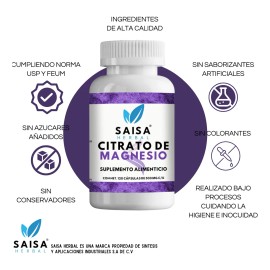 Citrato De Magnesio + Citrato De Potasio | 240 cápsulas c/u | Saisa Herbal | Suplemento Alimenticio Calidad Premium | Energía, Anticalambres y Recuperación Muscular