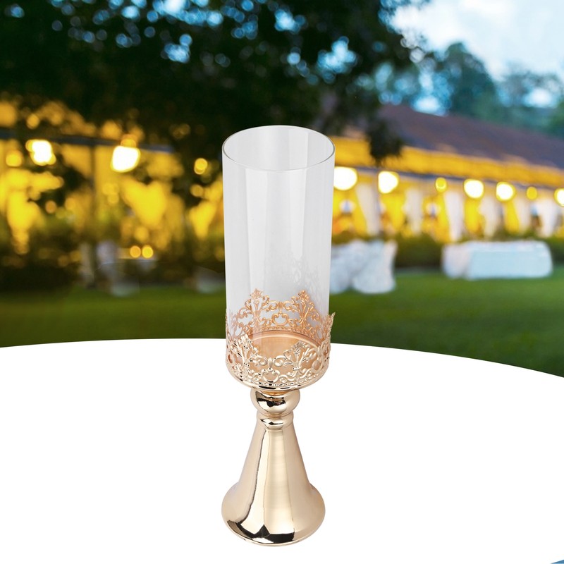 Candle Holder Ornament European Style Wrought Iron Glass Candlestick Wedding