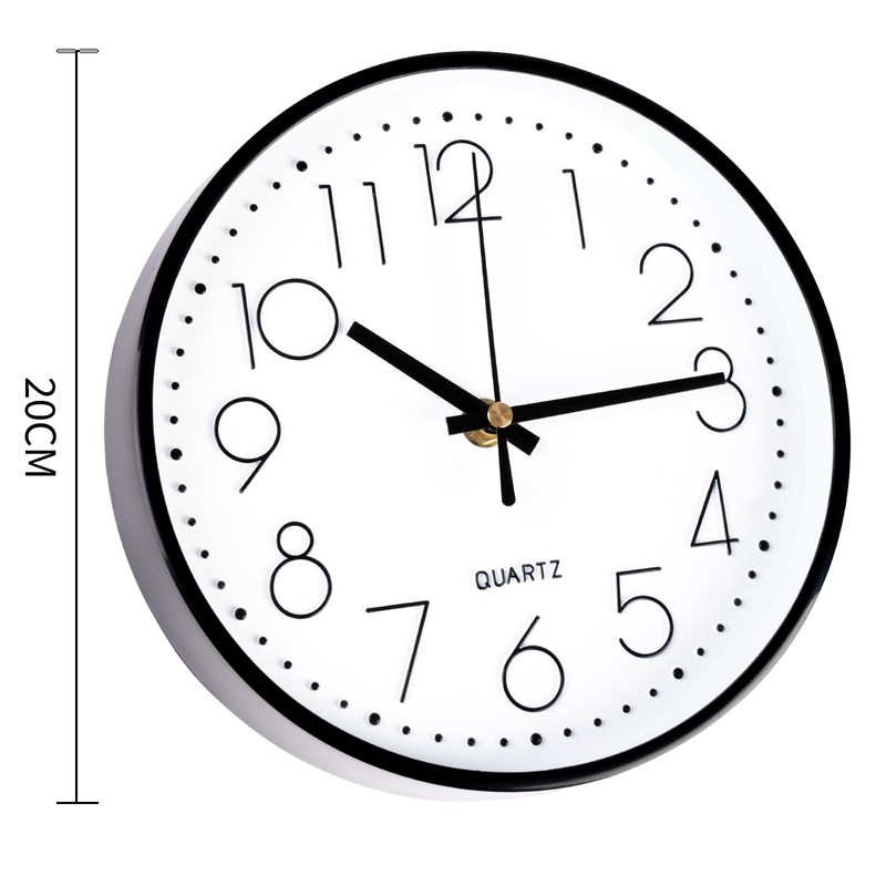 2 Stück 20cm Rund Quartz Wanduhr (Weiß)