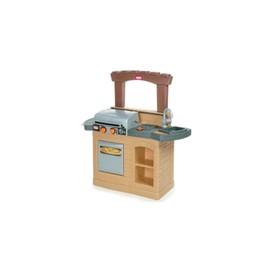 HomeStock Vintage Cook 'N Play Outdoor BBQ for Little Chefs, Featuring Working Oven and Fridge Doors with Clicking Knobs for Realistic Play, 12" L x 29" W x 33.5" H