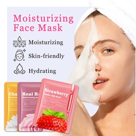 10PCS Hydrating Face Sheet Mask,Overnight Facial Sheet Mask,Moisturizing Face Masks for Women,Face Masks Skincare Set Suitable for All Skin Types