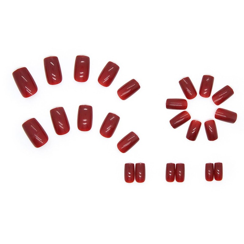 RUPOFUZA Red Press on Nails Medium,Nails Press on Solid Colour