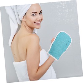 BIUDECO Shower Brush in Bath Towel Kit 3-piece Back-pulling Towel Set Bathing Tool Blue Sponge Cloth Easy to
