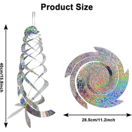 LimCryspp 4Pieces of Anti-Bird Spiral Reflector, Anti-Bird Spiral Reflector Scare Tool, Hanging Reflection to Scare Pigeons and Other Small Birds Anti-Bird Device (4, Silver)