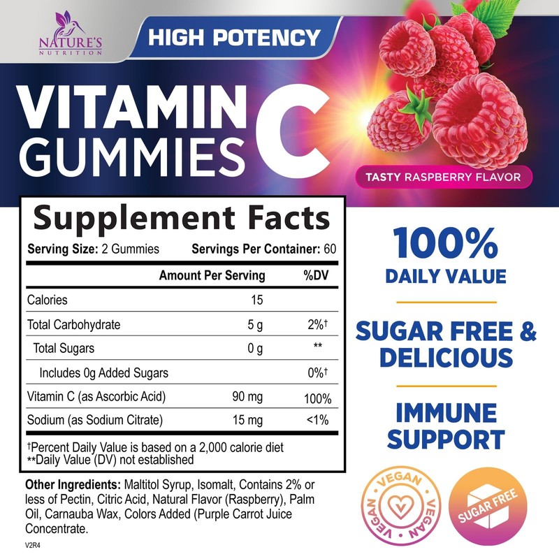 Zero Sugar Vitamin C Gummies - Immune Support & Antioxidant