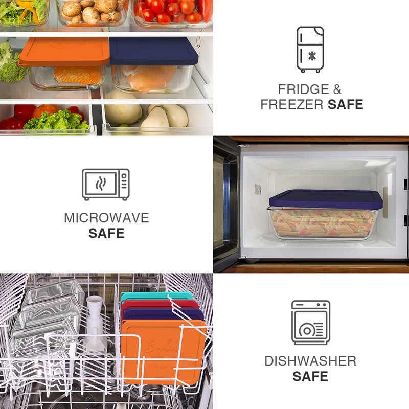 Sophico 11 Cup Rectangle Silicone Storage Cover Lids Replacement for