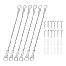 PATIKIL 6 Pack Stainless Steel Lanyard Cable with Eyelets 0.08" x 4" 2mm x 10cm Lock Security Wire Rope with Mounting Screws for Hanging Stage Lights