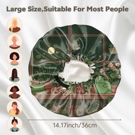 Cabreche 2 PCS Bonnets for Women Girls Satin Hair Bonnet Double Layer Silk Adjustable Elastic Sleep Cap Cute Aesthetic-Frog Sea Turtle