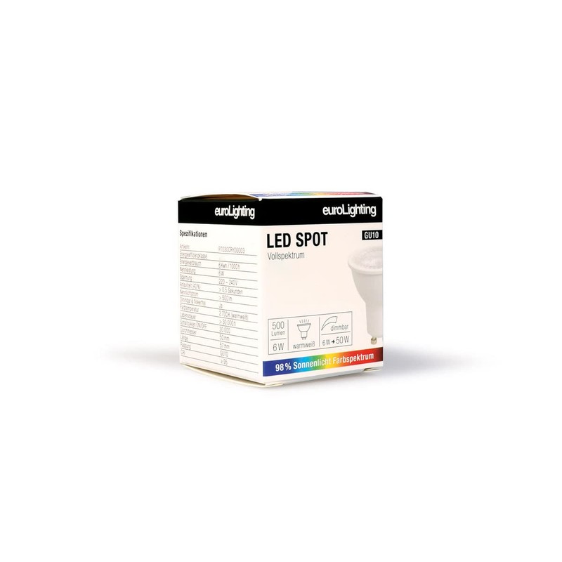 euroLighting LED Spotlight GU10 2700 K, 6.5 W Warm White