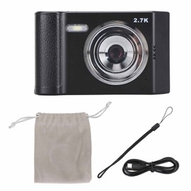 Digital Camera 48MP 2.7K HD 8x Zoom Compact 2.8 Inch IPS Display Auto Focus Anti Shake Digital Pocket Camera for Selfies Traveling Recording Life Black