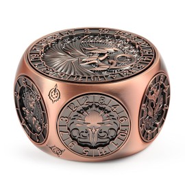 DNDND Copper 8-in-1 Spinner Dice with Dual D20 - Monster Themed Hexagonal Metal Dice for Dungeons and Dragons D&D, TTRPG with Collectible Gift Tin