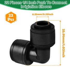 WZFLRUA 1/4 Inch Drip Irrigation Elbow Fittings, 22 Pieces Push-to-fit Corner 90 Degree Elbow Connectors for 1/4" Irrigation Tubing Leak Free Drip Line Parts for Garden Lawn Irrigation System