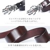 Laquest Men's Skull Hand Buckle Leather Belt Metal Buckle Punk