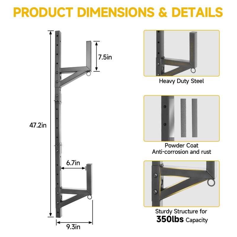 HUGEBO Adjustable Trailer Ladder Rack, Heavy Duty Side Mount with