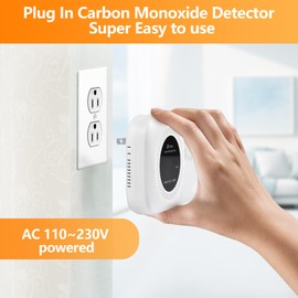 2 Pack Home and Car Carbon Monoxide Detector, Zkmiles YC302 CO Alarm with Digital Display, Plugs into Standard Outlet, Alarms at 150PPM