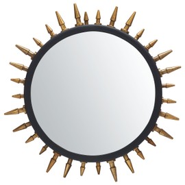 Safavieh Home Collection Ceinth Black 20-inch Round Spike Decorative Accent Wall Mirror for Bedroom Living Room Bathroom Entryway