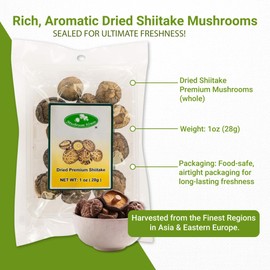 Mushroom House (MUSI1) Dried Shiitake Mushrooms, 1 Ounce