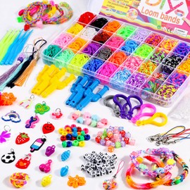 Loom Bands Set for Bracelets 2800+ 36 Colours Loom Rubber Bands Kit with Accessories DIY Colourful Rubber Bands Starter Set Birthday Christmas Toy Craft Gift for Children Girls Boys