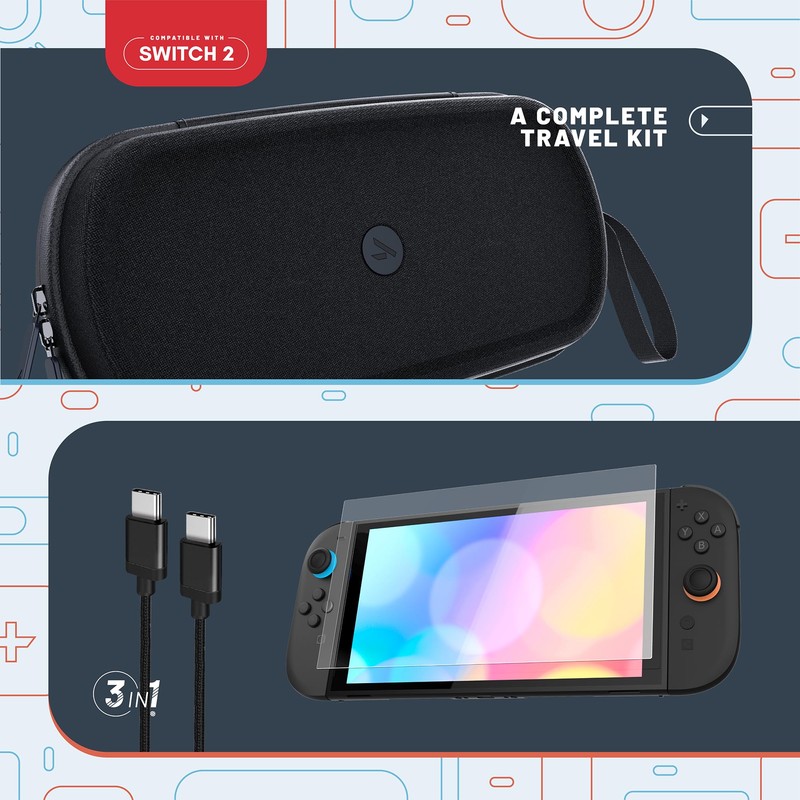 4Gamers Handheld Console Travel Kit Compatible with Switch 2, Durable