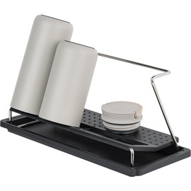 carrotez Bottle Drying Rack, Tumbler Rack with Drain Tray - Narrow and Wide Openings with Various Capacity, Mug Type and Cup Type - Black