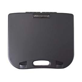 DEXAS Portable Lap Desk with Storage, Integrated Handle, Exterior Wire Clip, 18”x 15.25”x 1.38” Black w/Black Latch