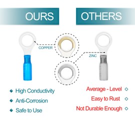 60 PCS Heat Shrink Wire Connectors, 16-14 AWG Ring Terminals, 16-14 Gauge 1/4" Stud(M6) Automotive Marine Ring Connectors by Housun