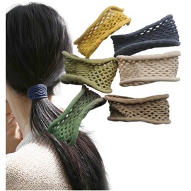 Herbeluemily Hair Rubber Non-marking Hair Clips, Set of 6, Stylish, Thick, Elastic Hair Accessories, A, 6 Colors