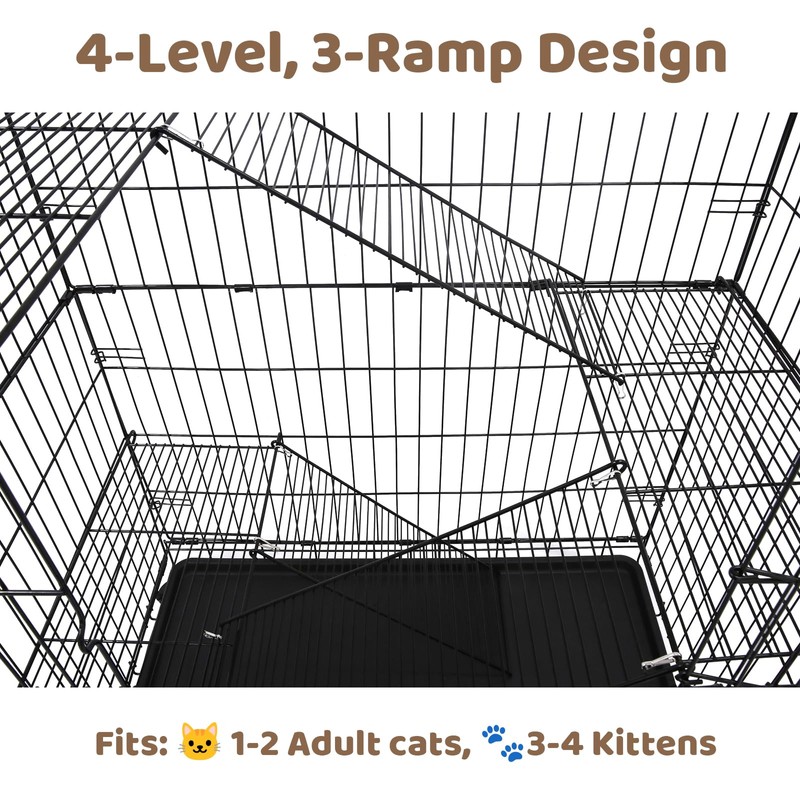 Homey Pet 51 Inch Cat Cages Indoor, Large 4-Tier Cat