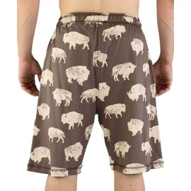 Lazy One Pajama Shorts for Men, Men's Pajama Bottoms, Sleepwear, Buffalo (Bison, Large)