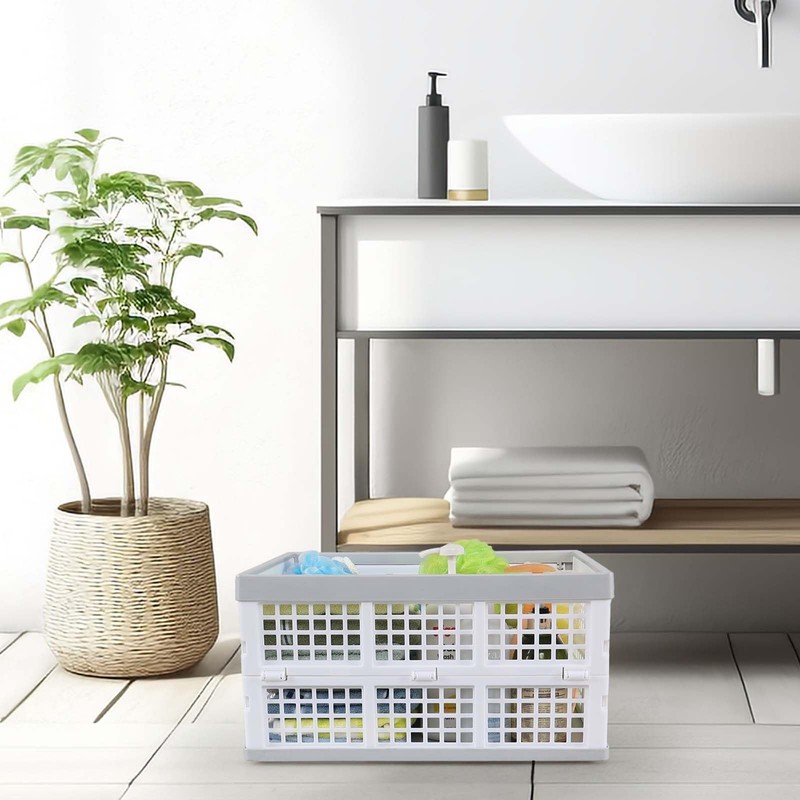 Wakikini 30 L Plastic Rectangular Collapsible Crates, 3 Pack Folding