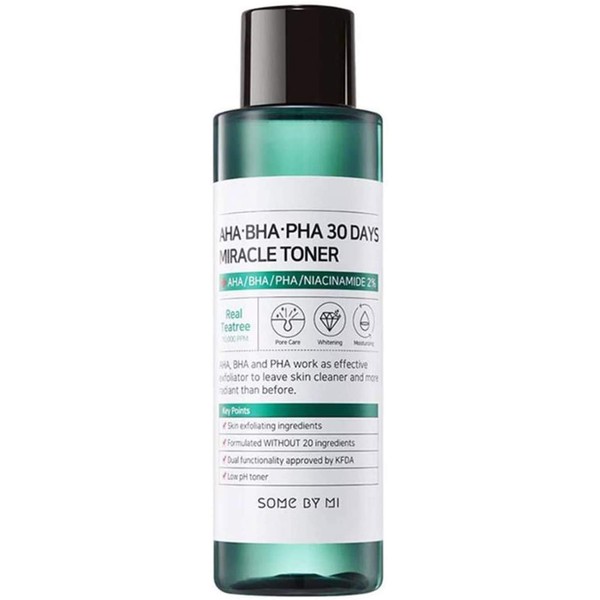 SOME BY MI Aha.Bha.Pha 30Days Miracle Toner 150ml, Anti-acne, Exfoliation, Hydration, Brightening, Calming, Refining Pore and Remove Dead Skin Cells, Mild, Teatree Leaf Water