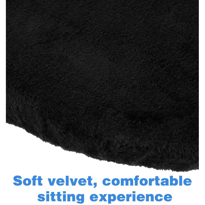FRCTLNKG 1 Pc Black Toilet Cover, Soft Velvet Polyester Black