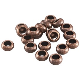 PandaHall 20pcs Tibetan Style Alloy Rondelle Beads 10mm Red Copper Metal Spacer Loose Charms Bead Large Hole Dangle Charms for Bracelet Necklace Jewellery Making, Hole: 5mm