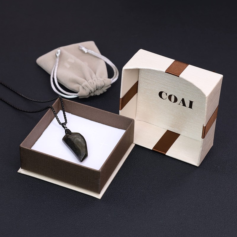 COAI Surfer Necklace Sharpener Pendant, Golden Obsidian, Obsidian