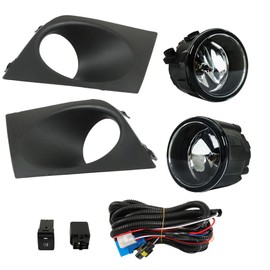 Labwork - 1 par de luces antiniebla de repuesto para Nissan Versa 2007-2011 con bombillas para parachoques delantero, luces antiniebla, interruptor de arnés, 261508993B, 261508992B