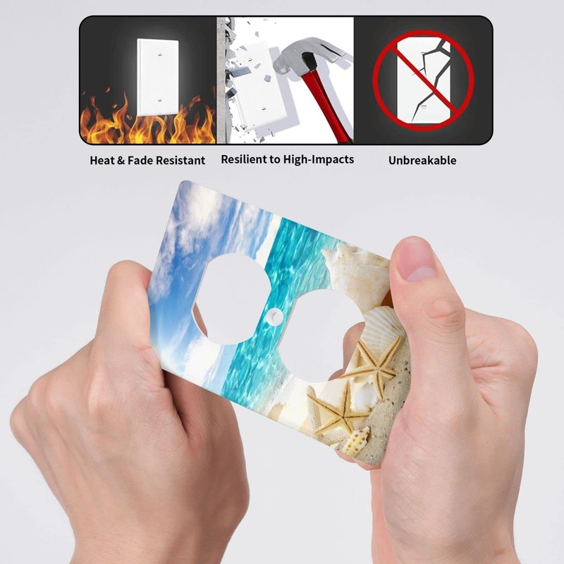 Seashells Ocean White Sand Beach Duplex Outlet Cover Wall Plates