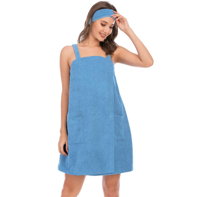 Women's Plus Size Terry Towel Wrap Quick-Drying Bath Robe Headband