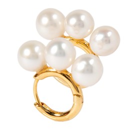 Silver Smile – 18k Gold Vermeil Triple Pearl Hoops over Sterling Silver| Hypoallergenic| Attractive Design Earring Jewelry for Women |Ideal Pick for Her, Sterling Silver, Pearl