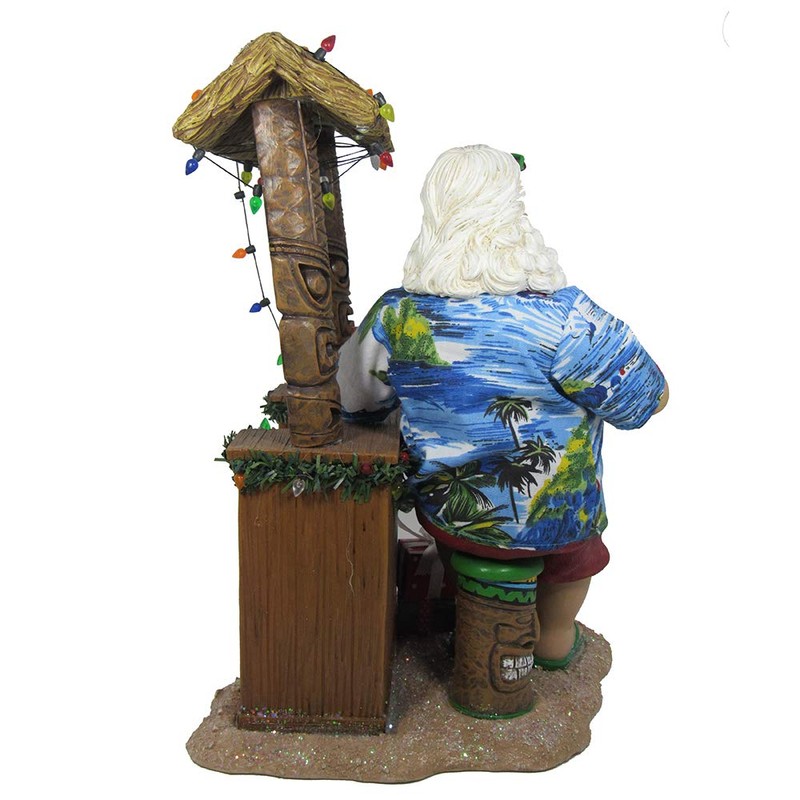 Kurt S. Adler 11" Beach Santa at Tiki Bar Figure,