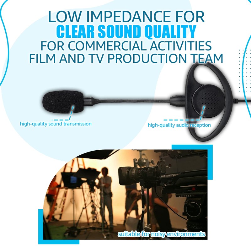 Retevis Walkie Talkie Headset with Boom Mic D Shape Double