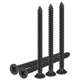 DTGN 100Pcs #6x2" Flat Head Wood Screws, 304 Stainless Steel Phillips Self Tapping Screws - Good for Woodworking, Furniture - Black