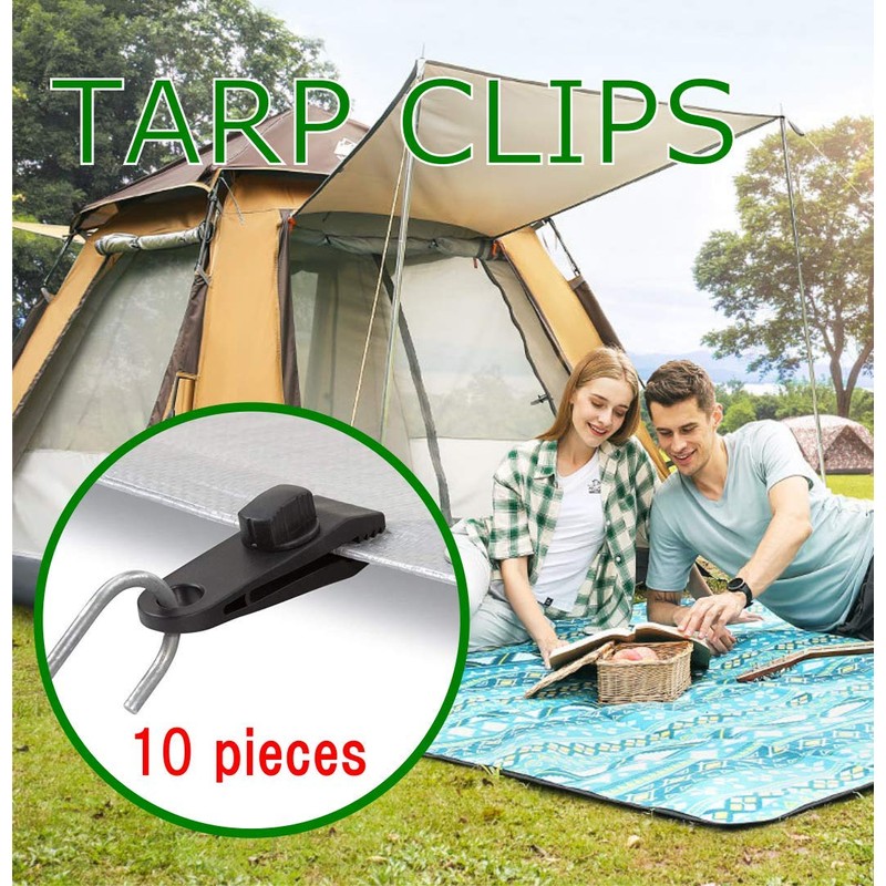XSAJU Tent Clips, Tarp Clips, Set of 10, Strong Fixing,
