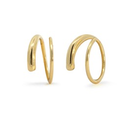 Boma Jewelry Sterling Silver Spiral Wrap Pull Through Hoop Earrings with 14K Gold Plating