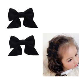 Black Bow Hair Clips for Girls Bowknot Hair Barrettes Black Bow Barrette Hair Bows Clips 2 Pcs Bowknot Hair Clip Satin Bows Hair Accessories for Girls Alligator Barrettes