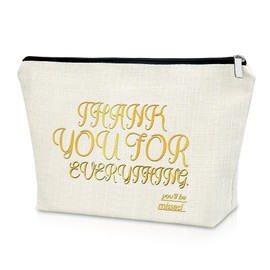Sazuwu Thank You Gifts for Women Makeup Bag Boss Lady Gifts for Women Office Appreciation Gifts for Coworkers Cosmetic Bag Farewell Gifts for Friends Moving Away Birthday Christmas Gifts
